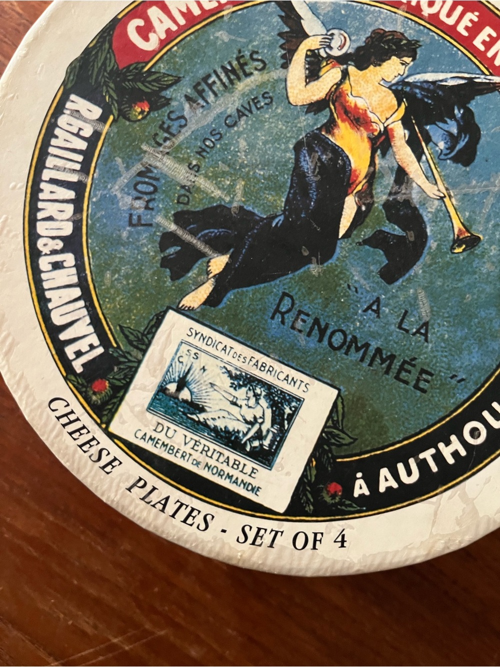 Vintage cheese plates, set of 4.